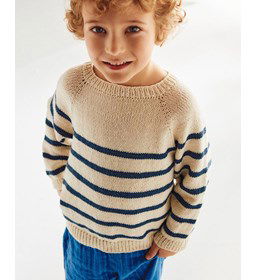 Gestreepte kindertrui gemaakt van Rondbreinaald nr 3 - 3,25