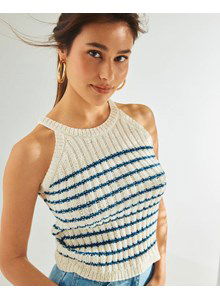 Mouwloos topje met streepjes