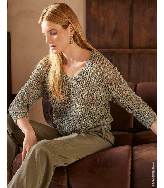 Breipatroon doorschijnende damestrui in kantpatroon