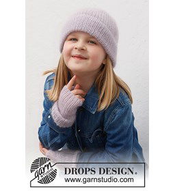 Muts en polswarmers gemaakt van Drops Kid Silk