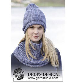 Muts en halswarmer gemaakt van Drops Snow - Eskimo
