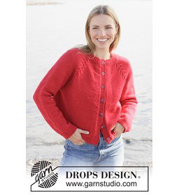 damesvest met kabels langs raglan  gemaakt van knopen