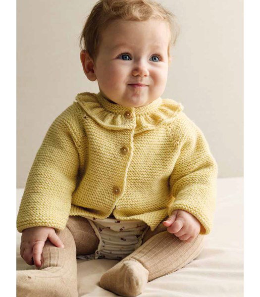 Breipatroon babyvest met gerimpeld kraagje