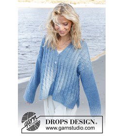 Damesvest met v-hals en splitten in zijkant gemaakt van Drops Nord