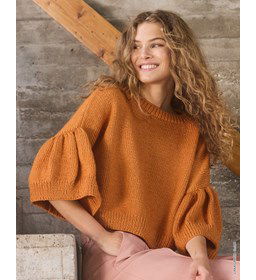 trui met laag hangende schouders en gerimpelde mouwen gemaakt van Lana Grossa Summer Softness