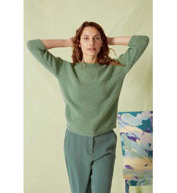 Damestrui met een in ribbelsteek gebreide bovenkant gemaakt van Lang Yarns Cashmere Light