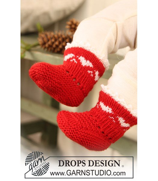 Brei- en haakpatroon Kerst sokken met hartjes rand
