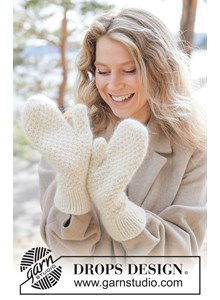 Gebreide wanten in gerstekorrel met wol en mohair