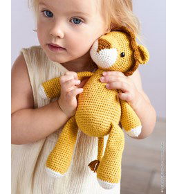 Knuffelbeest leeuw gemaakt van Lana Grossa Alta Moda Cotolana en Cotalana Print