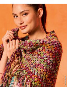 Haakpatroon driehoekige omslagdoek gemaakt van Lana Grossa Cotonella