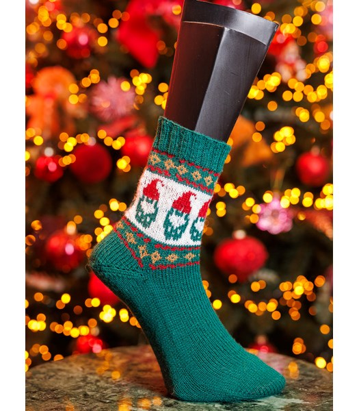 Breipatroon kerstsokken Christmas Gnooms