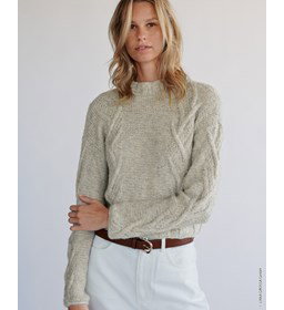 Damestrui met halsboord in brede boordsteek gemaakt van Lana Grossa Natural Alpaca Pelo
