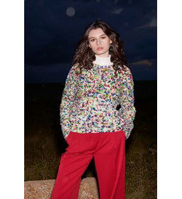 Rechte eenvoudig te breien trui gemaakt van Rondbreinaald nr 7