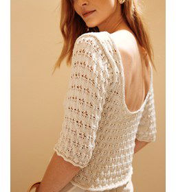 Zomers damestruitje met open rug gemaakt van Phildar Phil Ocean