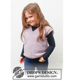 Kinderspencer / Slip-over met V-hals gemaakt van Drops Air