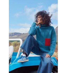 Damestrui met hoge kraag gemaakt van Lang yarns Poseidon