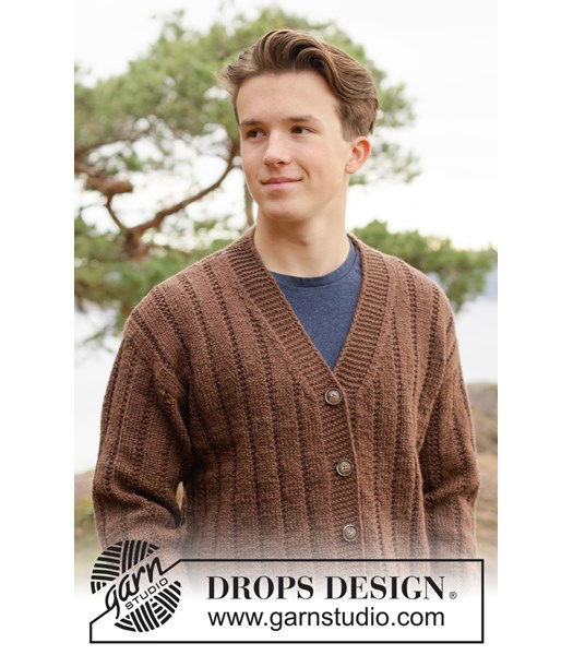 Breipatroon klassiek herenvest met reliëfpatroon en v-hals