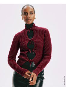 Damesvest met striksluiting