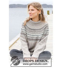 Damestrui met brede dubbele halsboord gemaakt van Drops Karisma