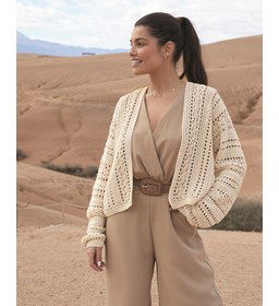 Vest met recht voorpand gemaakt van Phildar Phil Rustique