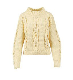 Trui met brede kabelpatroon gemaakt van Lang Yarns Wooladdicts Air