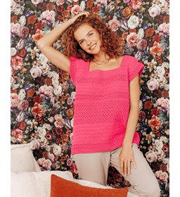 Damesshirt met vierkante hals gemaakt van Phildar Phil Cabotine