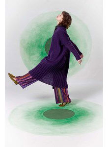 Lang damesvest met laag hangende zakken