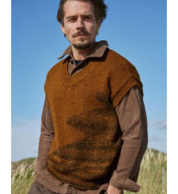 Herenspencer met V-hals gemaakt van Lana Grossa Duetto Classico