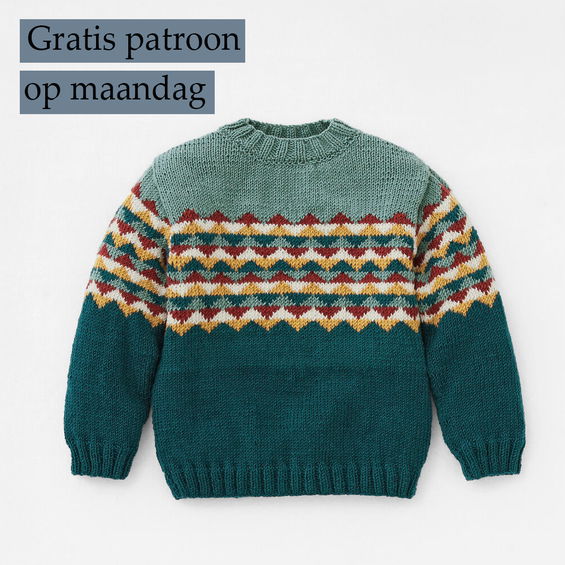 Gratis Breipatroon kindertrui met noors patroon