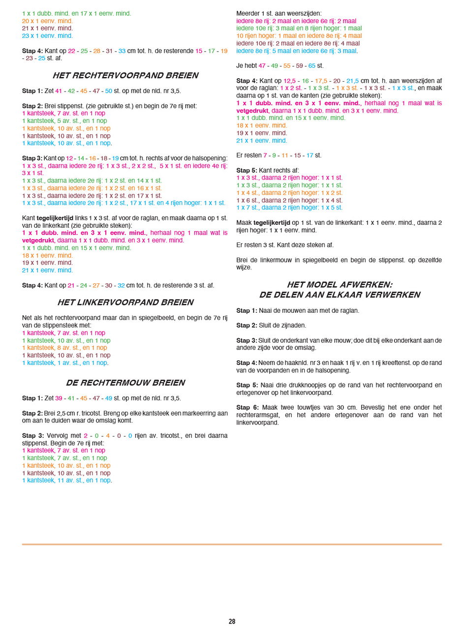 Instructies voor het maken van Breipatroon Baby Vest - deel 2