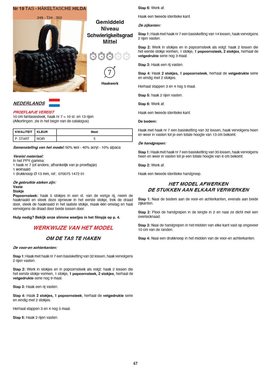 Instructies voor het maken van Haakpatroon Tas Hilda - deel 1