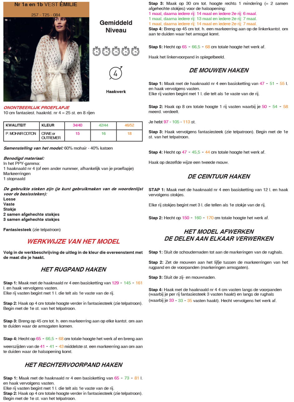 Instructies voor het maken van Haakpatroon vest met ceintuur - deel 1