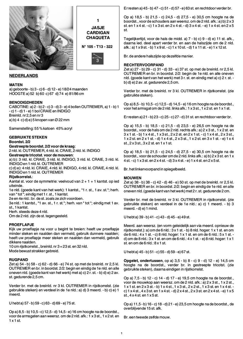 Instructies voor het maken van Breipatroon Jasje - deel 1