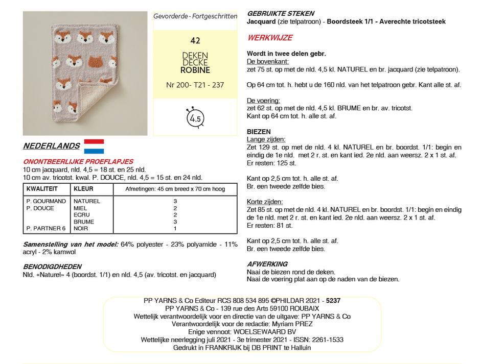 Gratis Breipatroon Phildar babydeken met vosjes - Zacht en warm dekentje