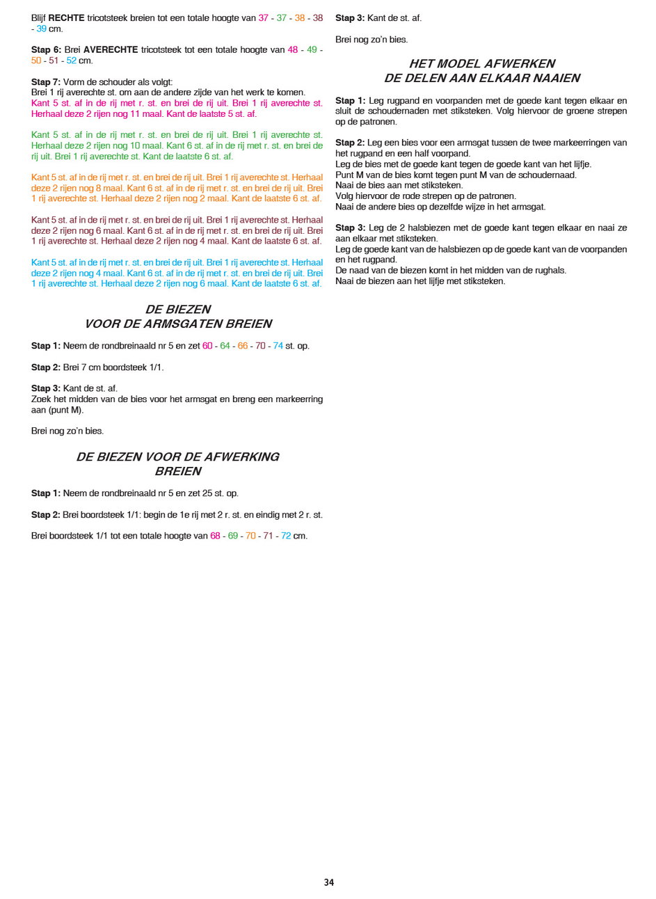 Instructies voor het maken van Breipatroon Mantel - deel 2