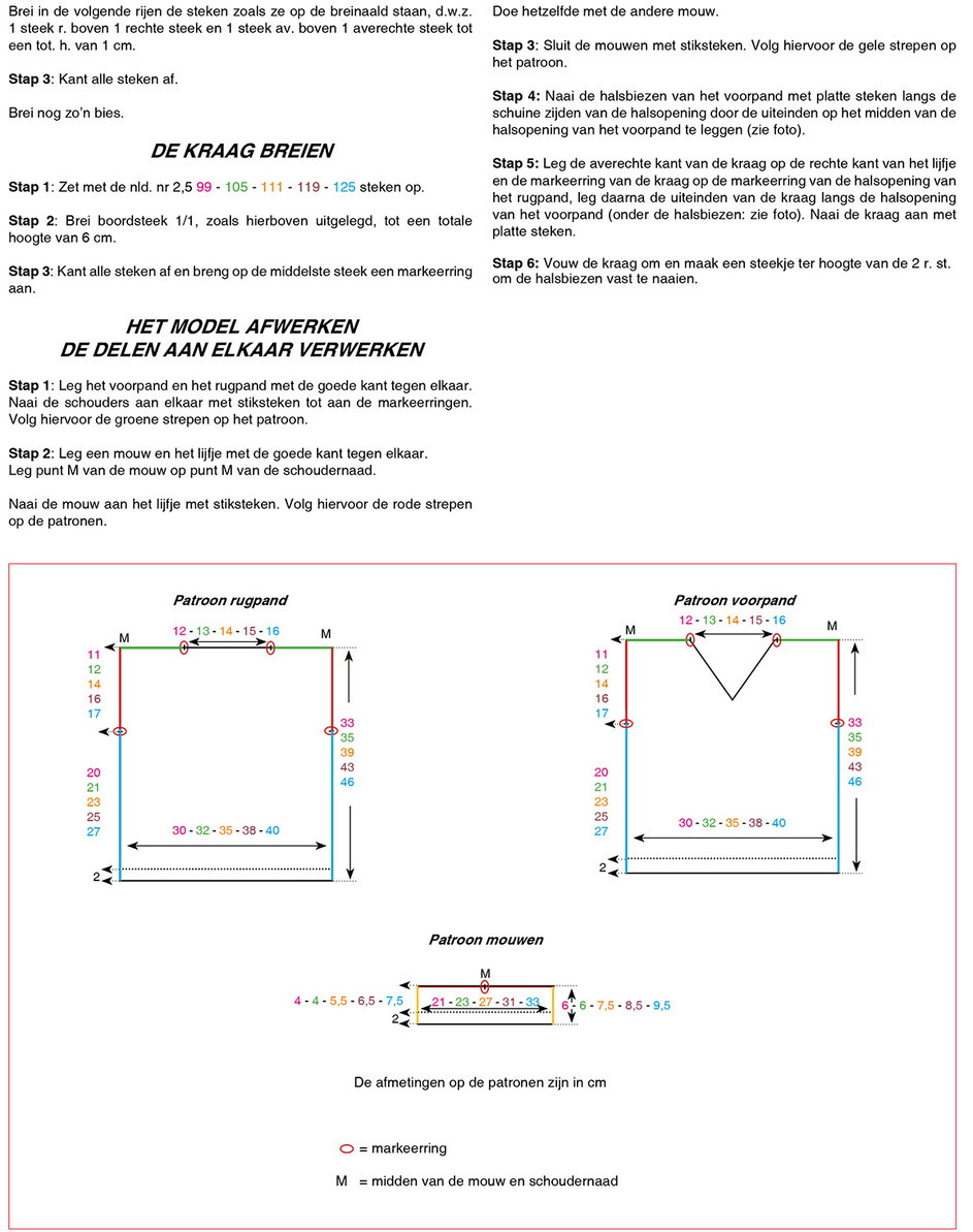 Instructies voor het maken van Breipatroon T-shirt - deel 2