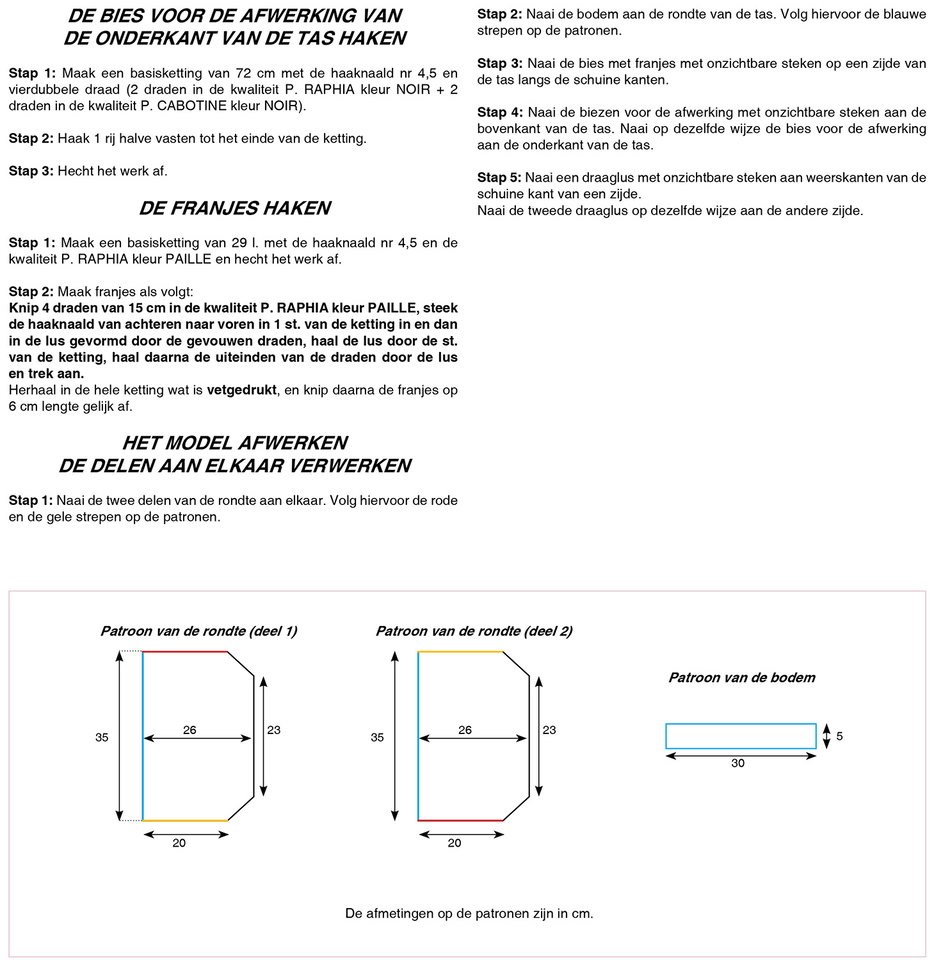 Instructies voor het maken van Haakpatroon Tas - deel 2