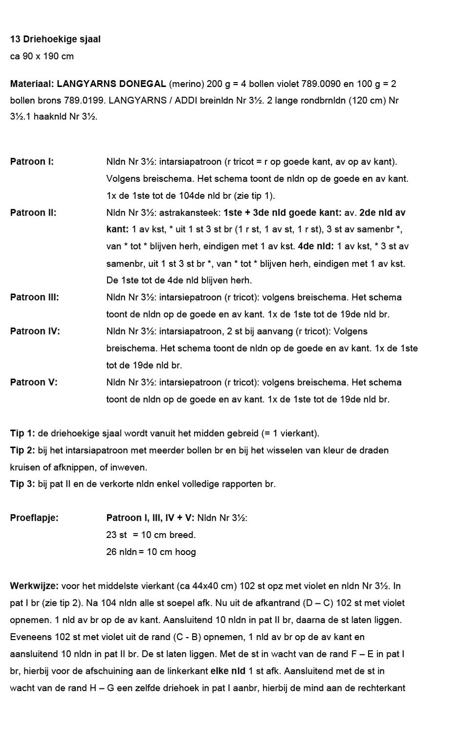 Instructies voor het maken van Breipatroon Omslagdoek - deel 1