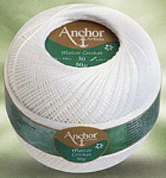Anchor mercer crochet 20 gram - dikte 10 01 wit op=op 