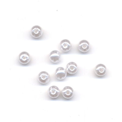 Kraal 5 mm parel - parel wit groot gat nld 18 ca 100 stuks 