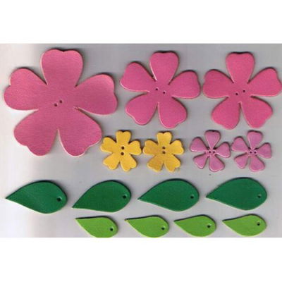 Leren bloemen roze - geel op=op 