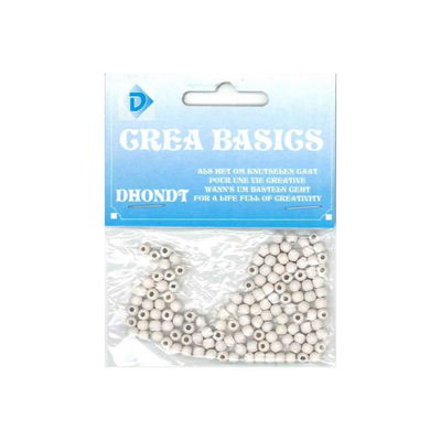 kraal hout 4 mm wit ca 135 kralen 