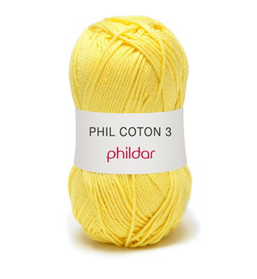 Phildar Phil coton 3 Citron 1111 - 63 op=op uit collectie 
