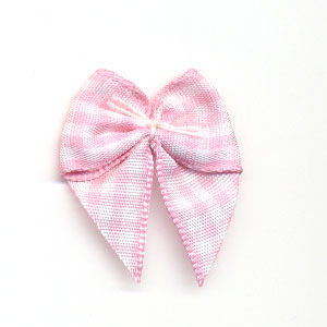 Strikje geruit roze - wit 10 stuks 