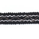 Band zwart met zigzag in metaal (per 10 cm) (op=op)