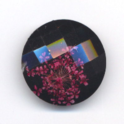 knoop 24 mm zwart met bloem - 562340