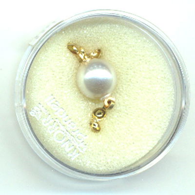 Sluiting glasparel met ring kleur parel met goud groot