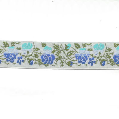 Band rozen 0009 wit blauw 24 mm op=op 