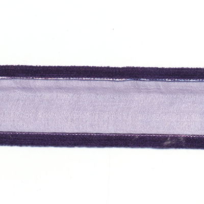 Lint 40 mm voile met fluweel paars 50 cm op=op 