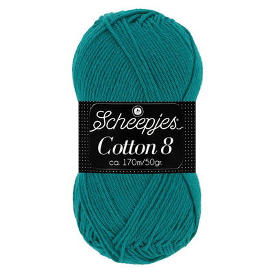 Scheepjes Cotton 8 724 donker aqua blauw op=op uit collectie 